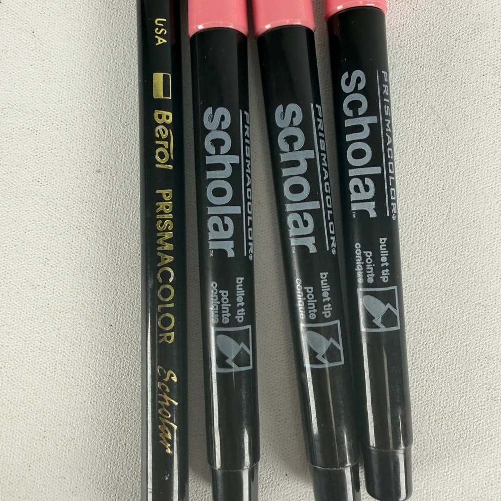Prismacolor Scholar Markers Lot of 4 Pink and Brown Bullet Tip Art Pens